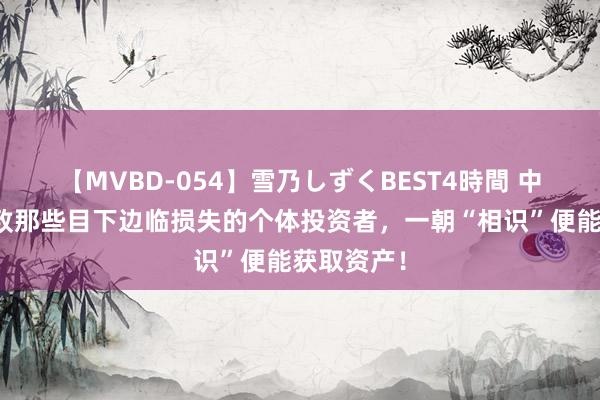 【MVBD-054】雪乃しずくBEST4時間 中国股市：致那些目下边临损失的个体投资者，一朝“相识”便能获取资产！