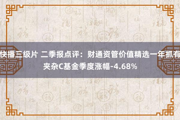 快播三级片 二季报点评：财通资管价值精选一年抓有夹杂C基金季度涨幅-4.68%