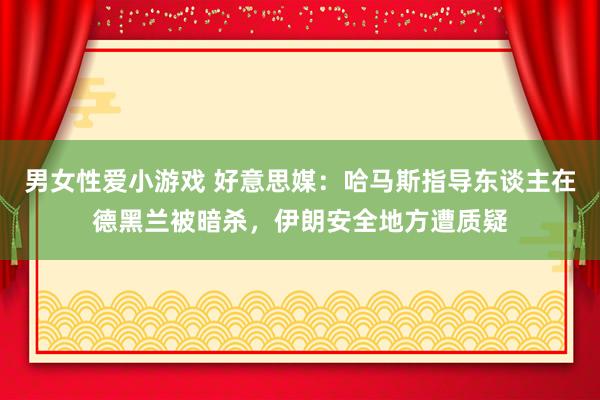 男女性爱小游戏 好意思媒：哈马斯指导东谈主在德黑兰被暗杀，伊朗安全地方遭质疑