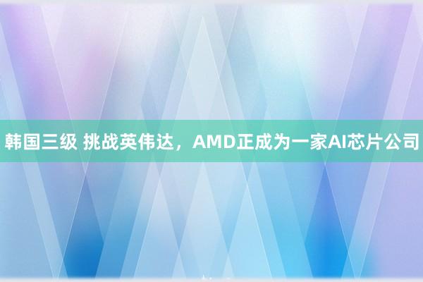 韩国三级 挑战英伟达，AMD正成为一家AI芯片公司