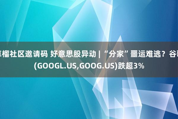 草榴社区邀请码 好意思股异动 | “分家”噩运难逃？谷歌(GOOGL.US，GOOG.US)跌超3%