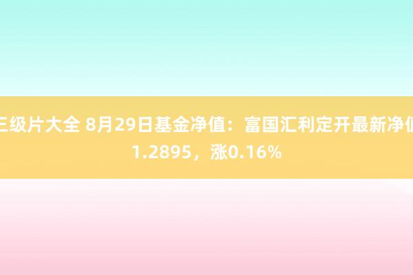 三级片大全 8月29日基金净值：富国汇利定开最新净值1.2895，涨0.16%