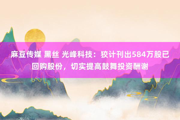 麻豆传媒 黑丝 光峰科技：狡计刊出584万股已回购股份，切实提高鼓舞投资酬谢