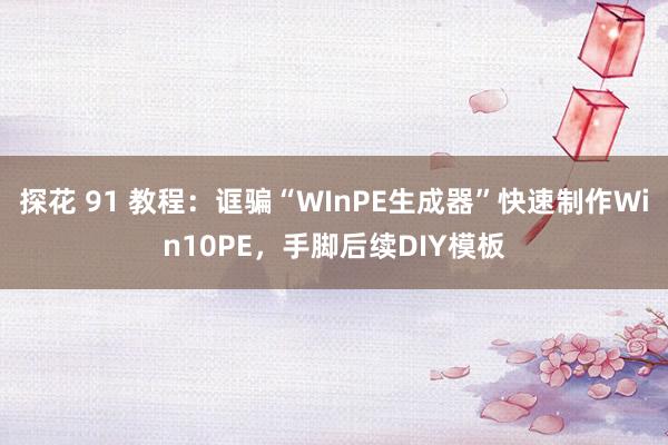 探花 91 教程：诓骗“WInPE生成器”快速制作Win10PE，手脚后续DIY模板