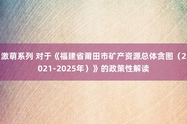 激萌系列 对于《福建省莆田市矿产资源总体贪图（2021-2025年）》的政策性解读