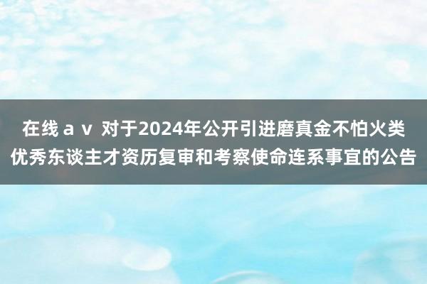 在线ａｖ 对于2024年公开引进磨真金不怕火类优秀东谈主才资历复审和考察使命连系事宜的公告