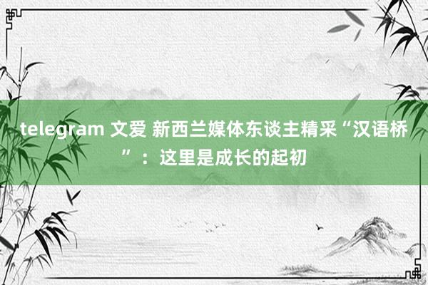 telegram 文爱 新西兰媒体东谈主精采“汉语桥” ：这里是成长的起初